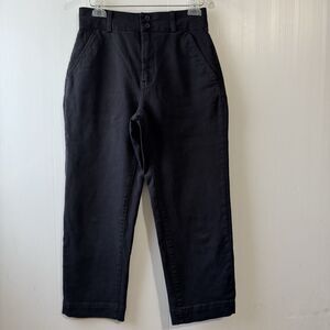 Everlane The Organic Crop Twill Wide-Leg Pant Womens Size 6 Black High Rise